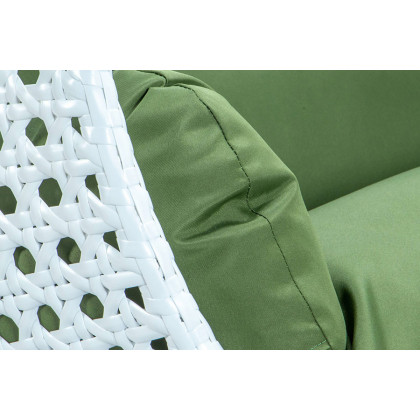LeisureMod Modern White Wicker Hanging Double Seater Egg Swing Chair - Dark Green