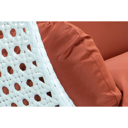 LeisureMod Modern White Wicker Hanging Double Seater Egg Swing Chair - Dark Orange