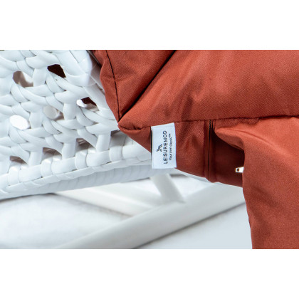 LeisureMod Modern White Wicker Hanging Double Seater Egg Swing Chair - Dark Orange