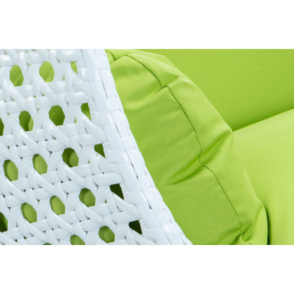LeisureMod Modern White Wicker Hanging Double Seater Egg Swing Chair - Light Green
