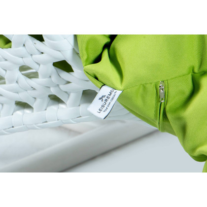 LeisureMod Modern White Wicker Hanging Double Seater Egg Swing Chair - Light Green