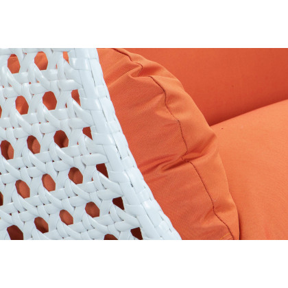 LeisureMod Modern White Wicker Hanging Double Seater Egg Swing Chair - Orange