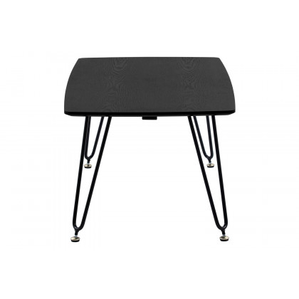 LeisureMod Elmwood Modern Wood Top Coffee Table with Iron Base - Black