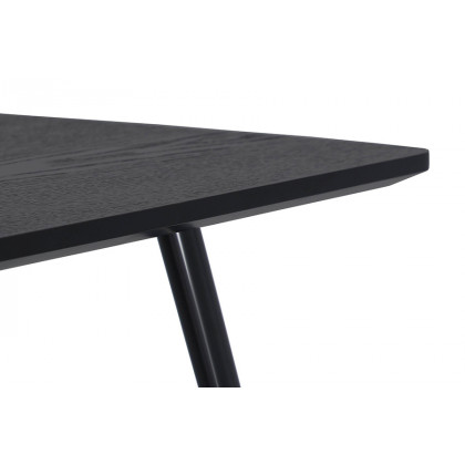 LeisureMod Elmwood Modern Wood Top Coffee Table with Iron Base - Black