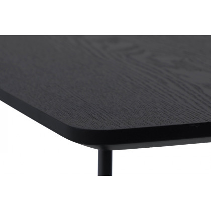 LeisureMod Elmwood Modern Wood Top Coffee Table with Iron Base - Black