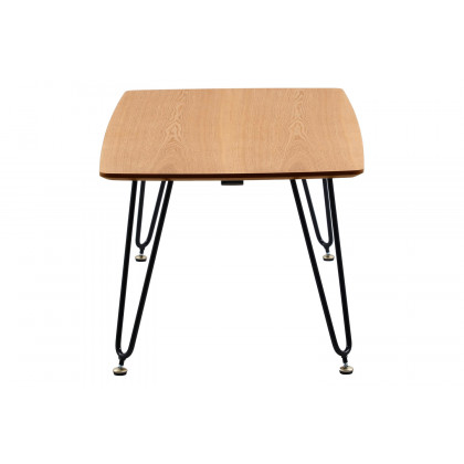 LeisureMod Elmwood Modern Wood Top Coffee Table with Iron Base - Natural Wood