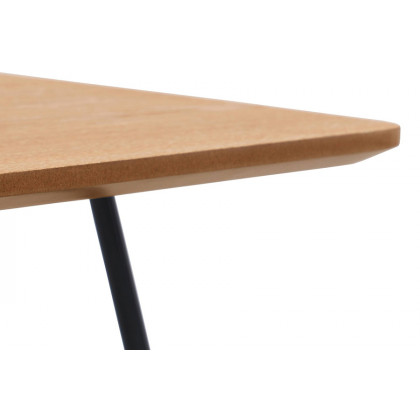 LeisureMod Elmwood Modern Wood Top Coffee Table with Iron Base - Natural Wood