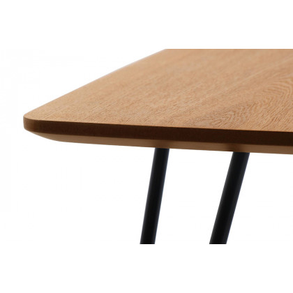 LeisureMod Elmwood Modern Wood Top Coffee Table with Iron Base - Natural Wood