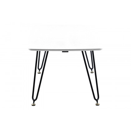 LeisureMod Elmwood Modern Wood Top Coffee Table with Iron Base - White