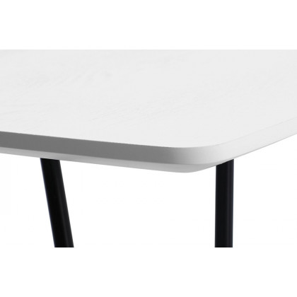LeisureMod Elmwood Modern Wood Top Coffee Table with Iron Base - White