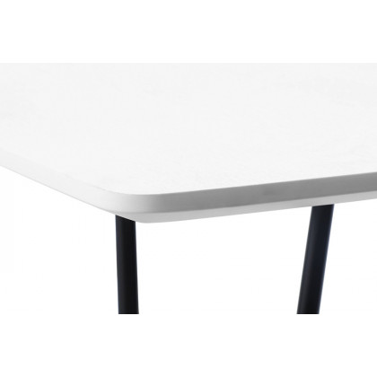LeisureMod Elmwood Modern Wood Top Coffee Table with Iron Base - White