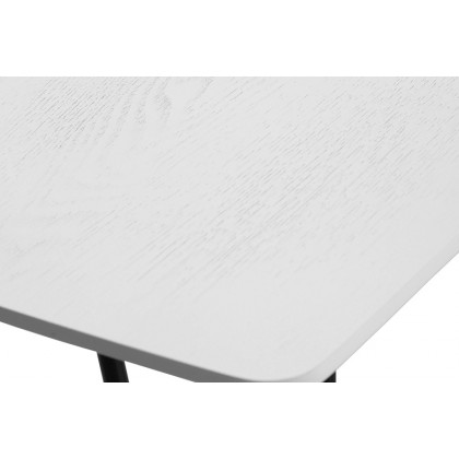 LeisureMod Elmwood Modern Wood Top Coffee Table with Iron Base - White