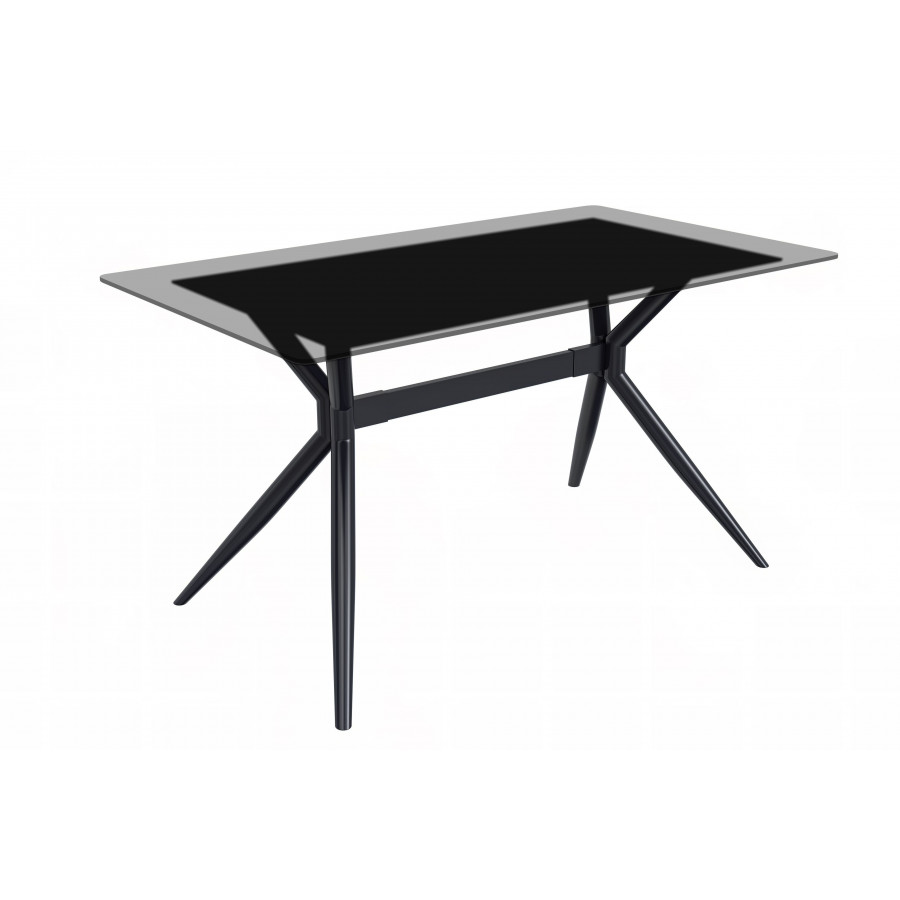 LeisureMod Elega Modern 55" Rectangular Dining Table with Glass Top and Stainless Steel Base - Clear