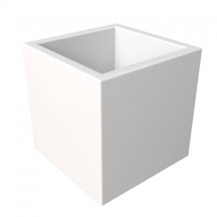 LeisureMod Fern Modern 12" Square Planter Pot in Fiberstone and Clay - White
