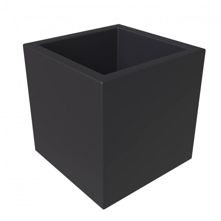 LeisureMod Fern Modern 15" Square Planter Pot in Fiberstone and Clay - Black