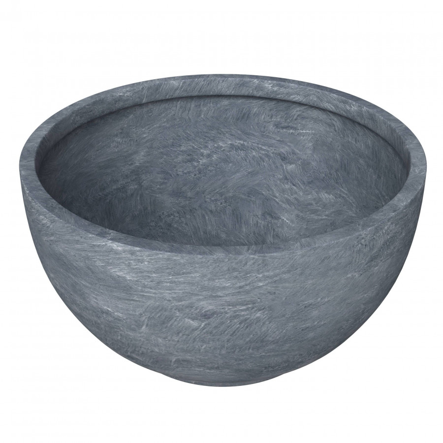 LeisureMod Grove Modern 8" Round Planter Pot in Fiberstone - Aged Concrete