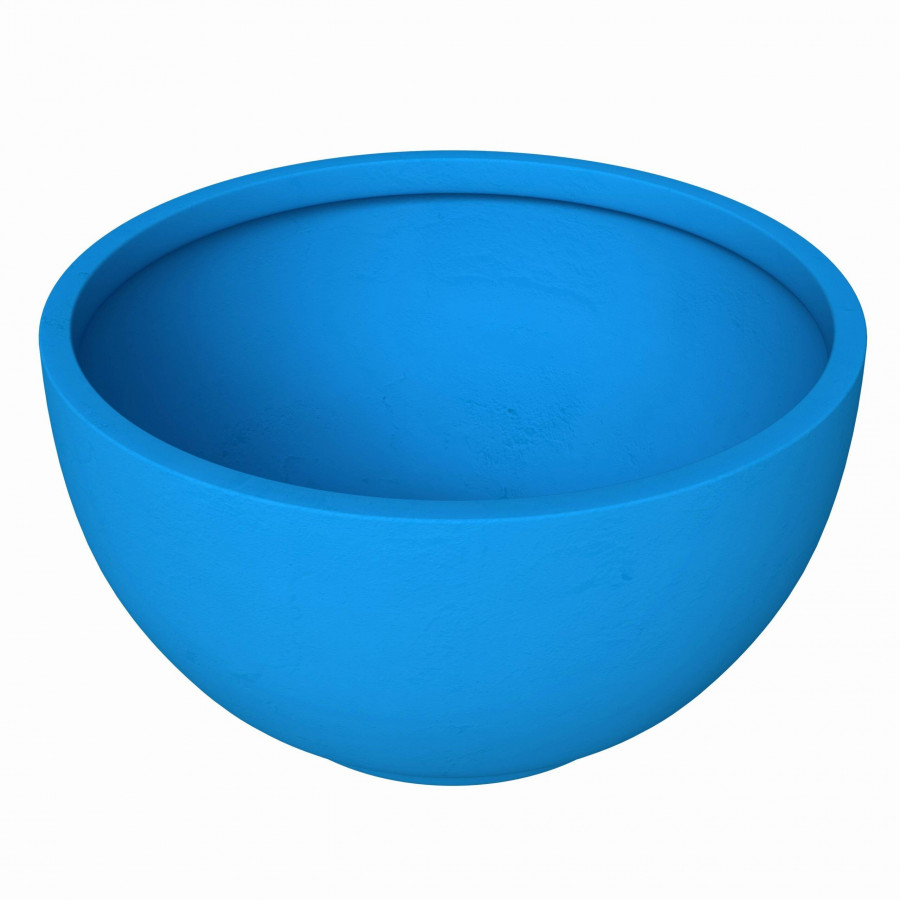 LeisureMod Grove Modern 8" Round Planter Pot in Fiberstone - Blue