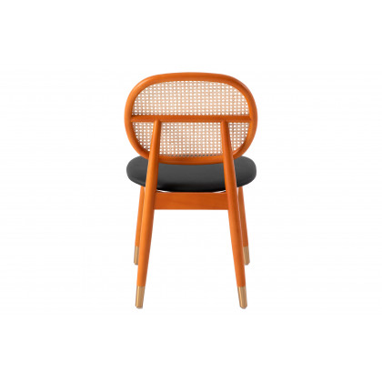 LeisureMod Holbeck Wicker Dining Chair With Leather Seat (Set Of 4) - Black