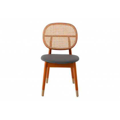 LeisureMod Holbeck Wicker Dining Chair With Leather Seat (Set Of 4) - Gray