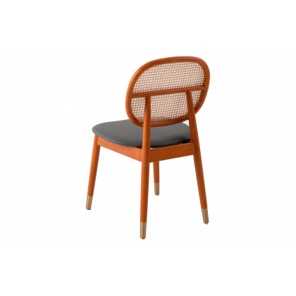 LeisureMod Holbeck Wicker Dining Chair With Leather Seat (Set Of 4) - Gray