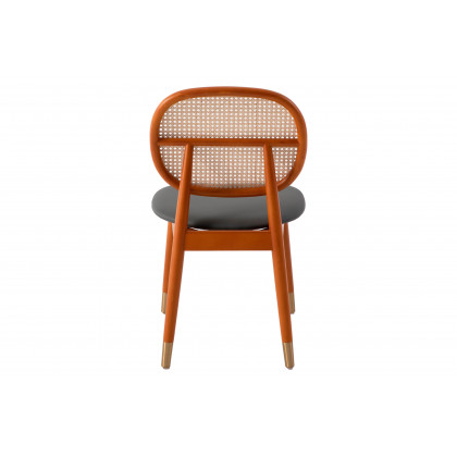 LeisureMod Holbeck Wicker Dining Chair With Leather Seat (Set Of 4) - Gray