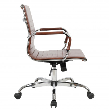 LeisureMod Harris Leatherette Office Chair - Dark Brown