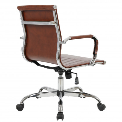 LeisureMod Harris Leatherette Office Chair - Dark Brown