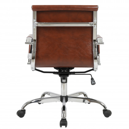 LeisureMod Harris Leatherette Office Chair - Dark Brown