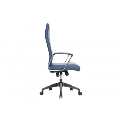 LeisureMod Hilton Modern High-Back Leather Office Chair - Navy Blue