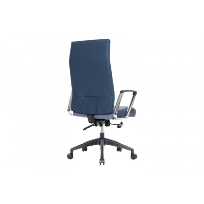 LeisureMod Hilton Modern High-Back Leather Office Chair - Navy Blue