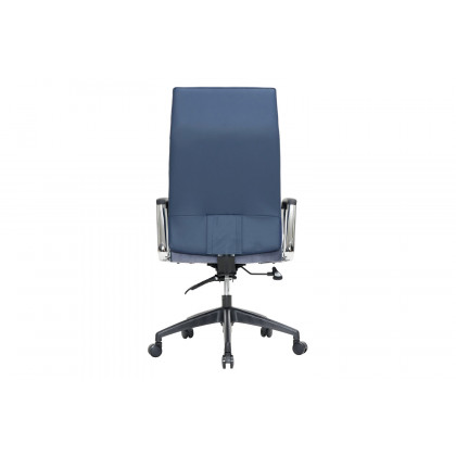LeisureMod Hilton Modern High-Back Leather Office Chair - Navy Blue