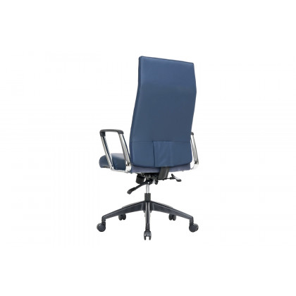 LeisureMod Hilton Modern High-Back Leather Office Chair - Navy Blue
