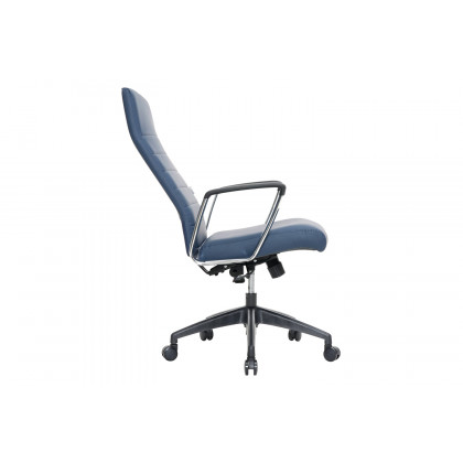 LeisureMod Hilton Modern High-Back Leather Office Chair - Navy Blue