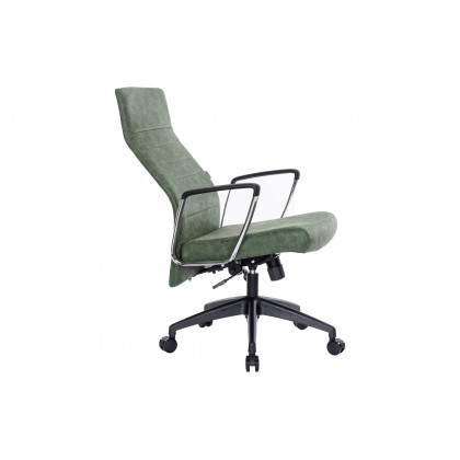 LeisureMod Hilton Modern High-Back Leather Office Chair - Green