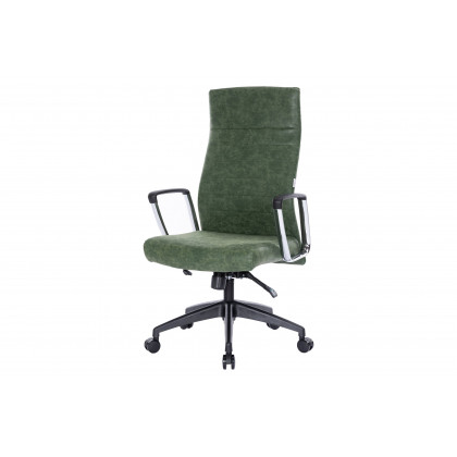LeisureMod Hilton Modern High-Back Leather Office Chair - Green