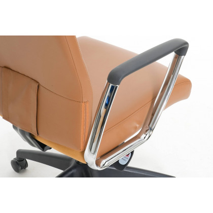 LeisureMod Hilton Modern High-Back Leather Office Chair - Light Brown
