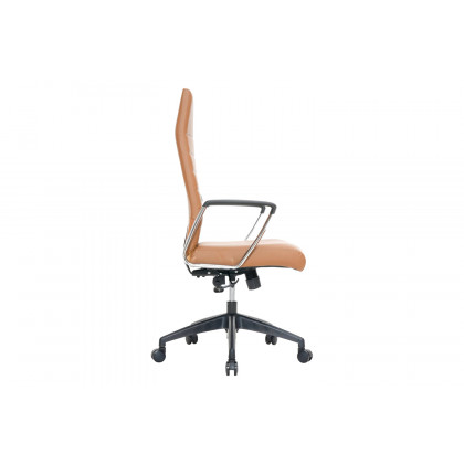 LeisureMod Hilton Modern High-Back Leather Office Chair - Light Brown