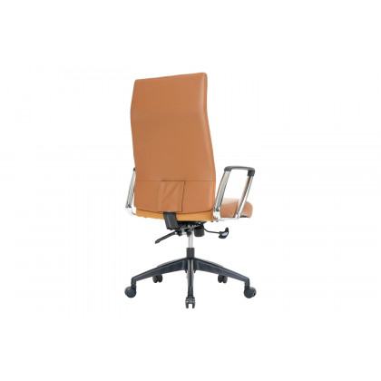 LeisureMod Hilton Modern High-Back Leather Office Chair - Light Brown