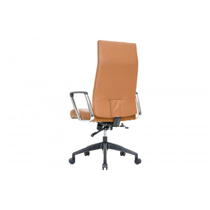 LeisureMod Hilton Modern High-Back Leather Office Chair - Light Brown