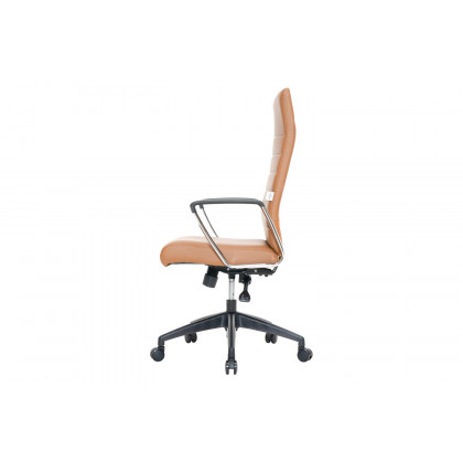 LeisureMod Hilton Modern High-Back Leather Office Chair - Light Brown