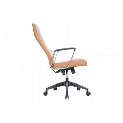 LeisureMod Hilton Modern High-Back Leather Office Chair - Light Brown