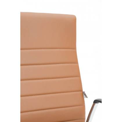 LeisureMod Hilton Modern High-Back Leather Office Chair - Light Brown