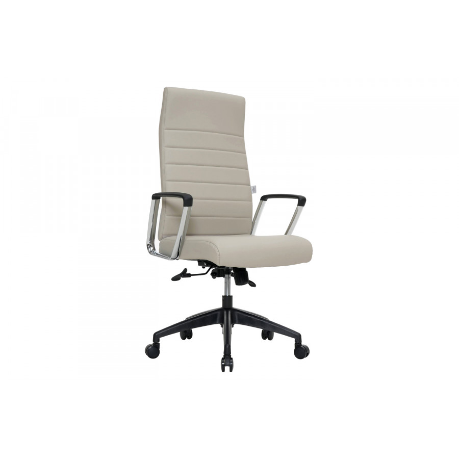 LeisureMod Hilton Modern High-Back Leather Office Chair - Tan