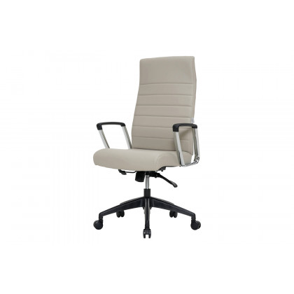 LeisureMod Hilton Modern High-Back Leather Office Chair - Tan
