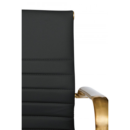 LeisureMod Harris Leatherette Gold Frame Office Chair - Black