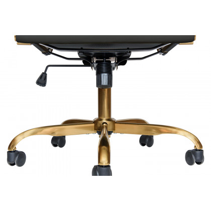 LeisureMod Harris Leatherette Gold Frame Office Chair - Black