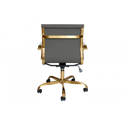 LeisureMod Harris Leatherette Gold Frame Office Chair - Gray