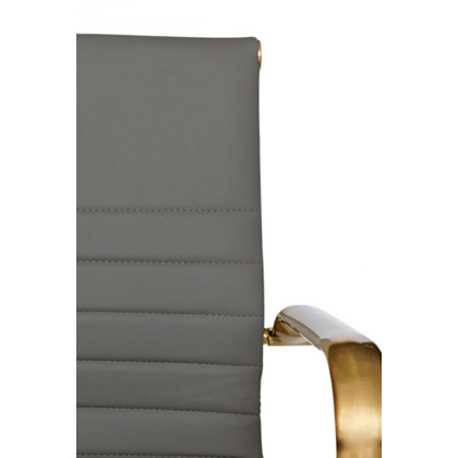LeisureMod Harris Leatherette Gold Frame Office Chair - Gray