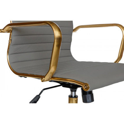 LeisureMod Harris Leatherette Gold Frame Office Chair - Gray
