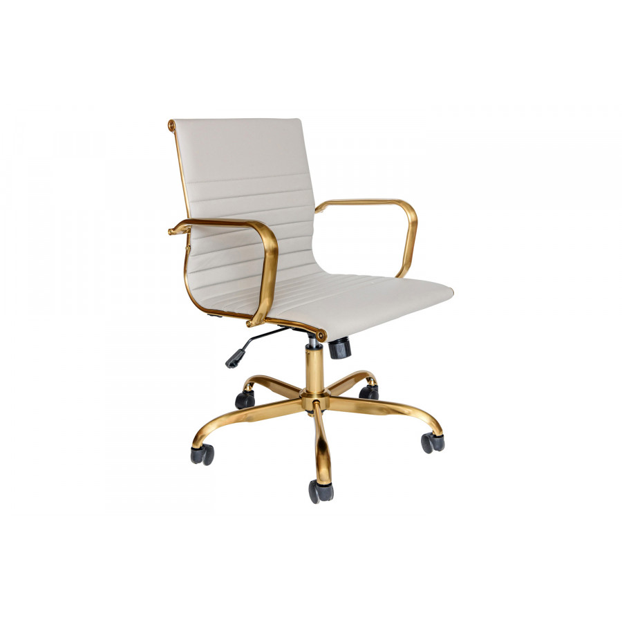 LeisureMod Harris Leatherette Gold Frame Office Chair - Tan